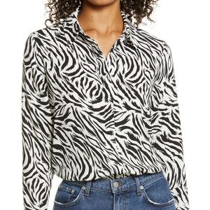 Halogen Hidden Button Long Sleeve Blouse